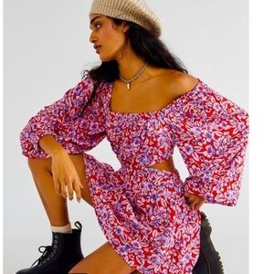 Free People Red and White Floral Mini Dress